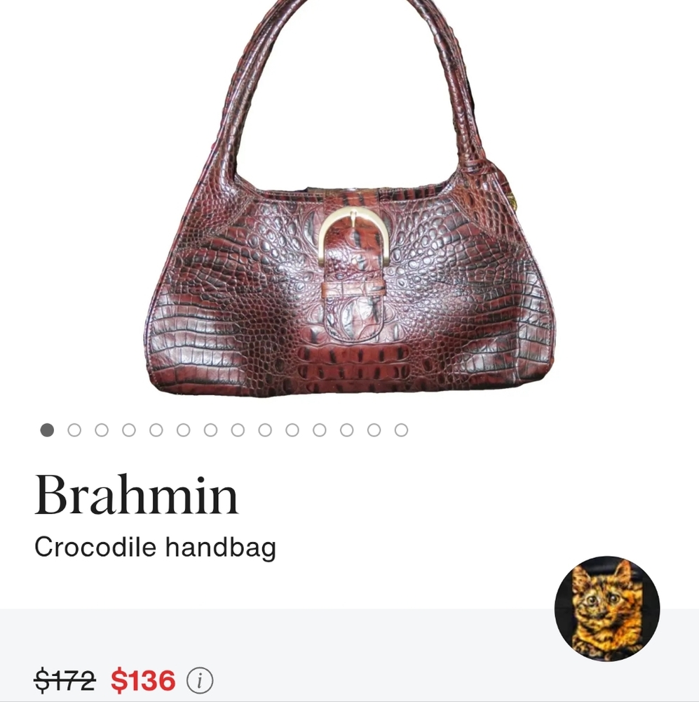 Brahmin Tricolor Brown Embossed Crocodile Leather Tote - Picture 7 of 7